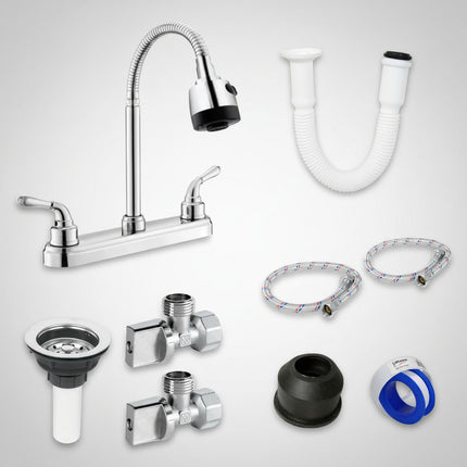 Kit Para Instalación De Fregadero/tarja 1 Tina Mezc Flexible Plateado