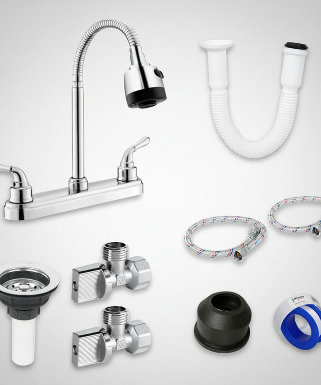 Kit Para Instalación De Fregadero/tarja 1 Tina Mezc Flexible Plateado