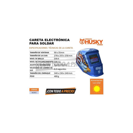 Careta Electrónica Para Soldar Hkc55 Husky Eagle Aguila C029 Color Azul