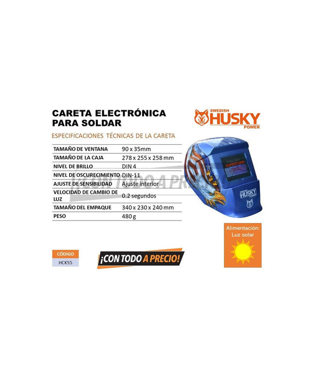 Careta Electrónica Para Soldar Hkc55 Husky Eagle Aguila C029 Color Azul