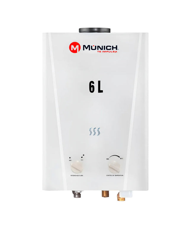 Boiler Calentador De Paso/instantáneo Munich 6 L. Gas L.p Blanco Glp
