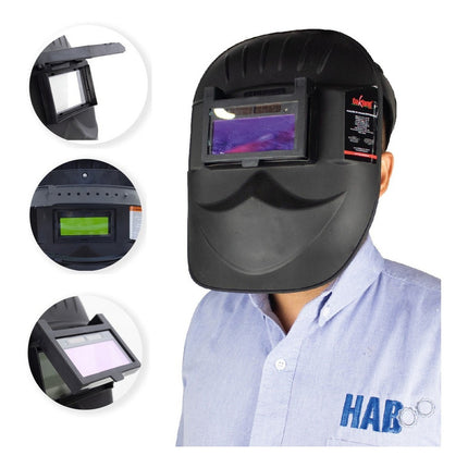 Careta Electronica Para Soldar Autooscurece Media Cara Negra Negro
