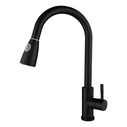 Mezcladora Monomando Cocina Cuello Flex. Retractil 2 Modos Negro Mate