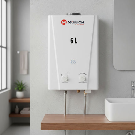 Boiler Calentador De Paso/instantáneo Munich 6 L. Gas L.p Blanco Glp