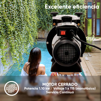 Motobomba Para Recircular El Agua En Piscinas. Aqua Pak Silver15/1115 De 1.5 Hp Nominal - Succion Y Descarga De 1.5 , Motor Monofasico 1x115 V