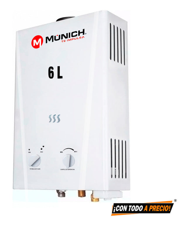 Calentador De Agua Electrico 6 Litros Gas Lp Munich Cp-6l Color Blanco Tipo De Gas Glp