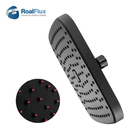 Regadera Negra Cuadrada 8puLG Push Antisarro Autolimpiable Acabado Mate Color Negro