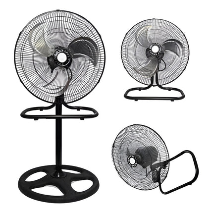 Ventilador Pedestal De Alta Velocidad 3 En 1 Afer 18  45.72 Cm 60 Hz Negro Plateado Metal