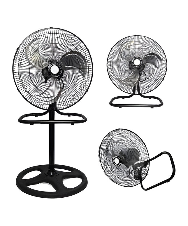 Ventilador Pedestal De Alta Velocidad 3 En 1 Afer 18  45.72 Cm 60 Hz Negro Plateado Metal