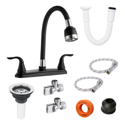 Kit Para Instalación Fregadero/tarja 1 Tina Mezcladora Negra Negro