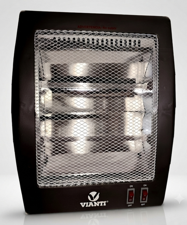 Calefactor De Cuarzo Eléctrico Vianti 127 V. Negro 400/800 W