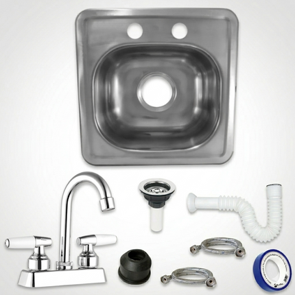 Kit De Tarja/fregador Acero Inoxidable Tipo Bar 38 X 38 Cm