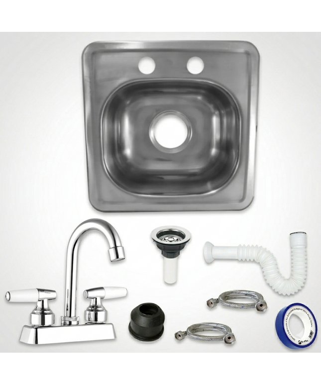 Kit De Tarja/fregador Acero Inoxidable Tipo Bar 38 X 38 Cm