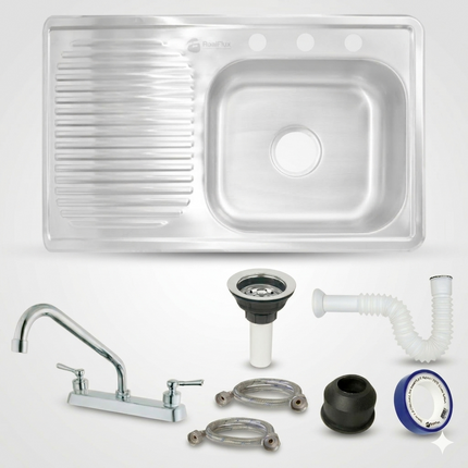 Kit Fregadero/tarja Acero Inoxidable 80 X 50 Cm. Mezcladora sencilla pvc