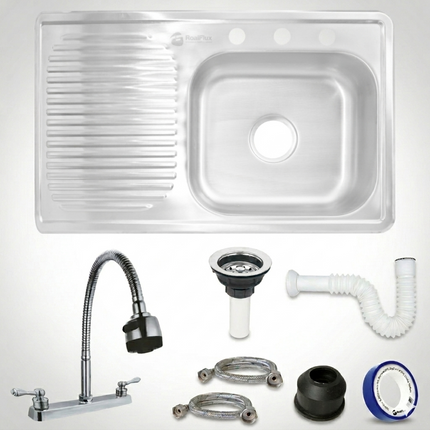 Fregadero/tarja Acero Inoxidable 80 X 50 Cm Mezcladora Flexible pvc