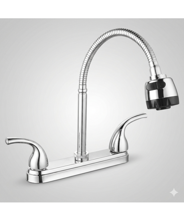 Mezcladora Para Fregadero Cuello Flexible Cocina Abs Acabado Brillante Color Plateado ROALFLUX