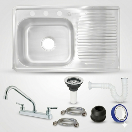 Kit Fregadero/tarja Acero Inoxidable 80 X 50 Cm. Mezcladora sencilla pvc