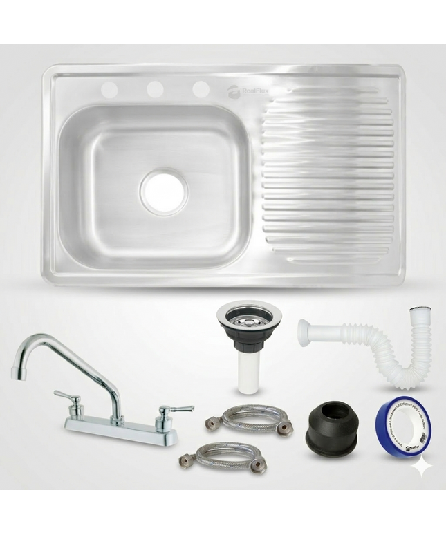 Kit Fregadero/tarja Acero Inoxidable 80 X 50 Cm. Mezcladora sencilla pvc