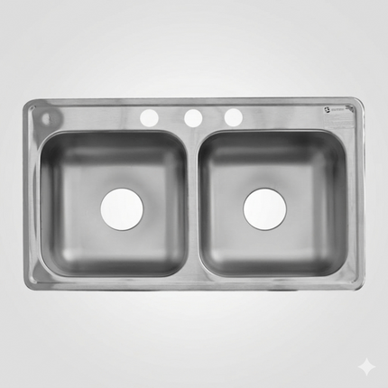 Kit De Fregadero Tarja Tina Doble Acero Inoxidable 84x48  Mezcladora Berlin Acero Inox.