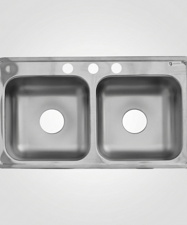 Kit De Fregadero Tarja Tina Doble Acero Inoxidable 84x48  Mezcladora Berlin Acero Inox.