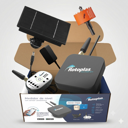 Medidor De Nivel De Agua Con Sensor Ultrasónico Rotoplas Solar Color Negro