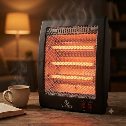 Calefactor De Cuarzo Eléctrico Vianti 127 V. Negro 400/800 W