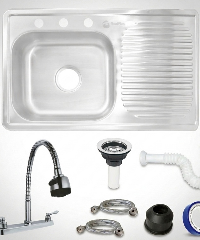 Fregadero/tarja Acero Inoxidable 80 X 50 Cm Mezcladora Flexible pvc