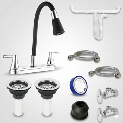 Kit Para Instalación De Fregadero/tarja 2 Tinas Mezc Negra
