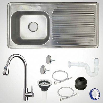 Kit Fregadero/Tarja Acero Inoxidable De Empotrar 100x50cm Monomando Acero Inoxidable
