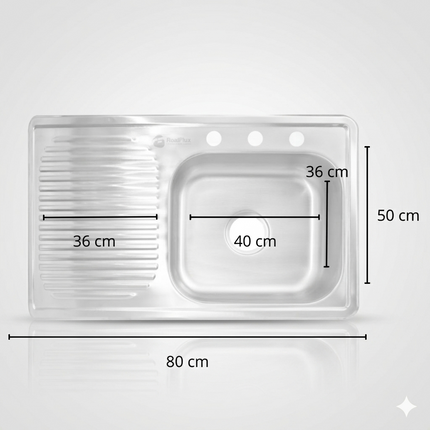 Fregadero/tarja Acero Inoxidable 80 X 50 Cm Mezcladora Flexible pvc