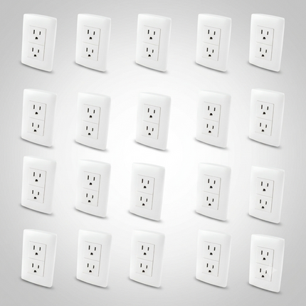 Contacto Dúplex Aterrizado Enchufe Eléctrico 20 Pzas 118374 Blanco