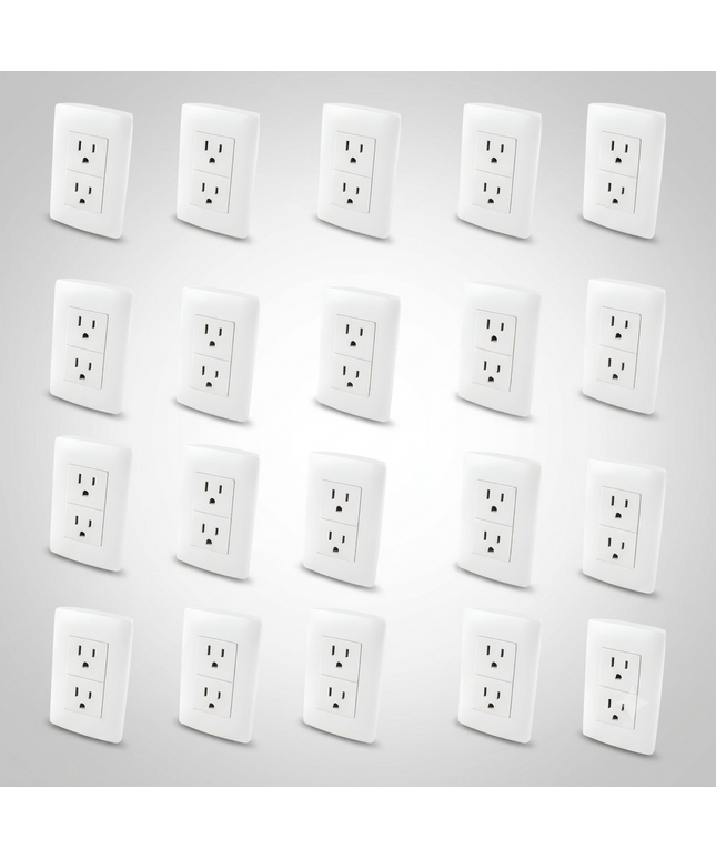 Contacto Dúplex Aterrizado Enchufe Eléctrico 20 Pzas 118374 Blanco