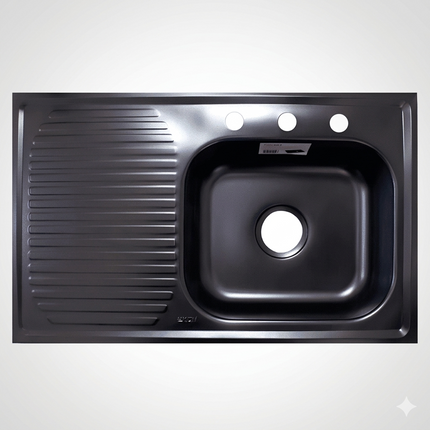 Kit Fregadero/tarja Negra Acero Inoxidable 80 X 50 Cm Mezcladora modelo Berlin